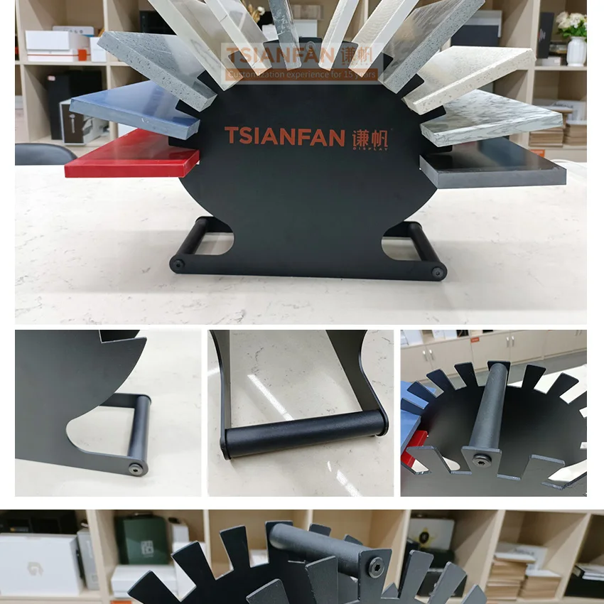 Factory Custom Size Table Top Metal Slotted  Sample Artificial Mabler Granite Quartz Stone Ceramic Tile Display Rack