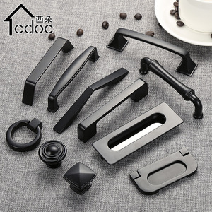 Tedoc Furniture Handle And <b>Knob</b> <b>Black</b> Zinc Alloy Modern Cabinet Door Drawer Hardware Bar Shape Durable - Product Image 1