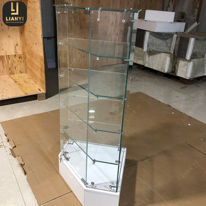 Perakende mağaza/oturma odası/müze Showroom için özel boyut cam Elegance köşe vitrin