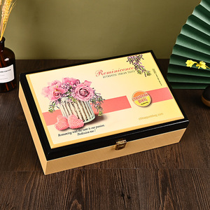 Reminiscence Wooden Jewelry <b>Box</b> Rectangular Customizable Size <b>Photo</b> Paper Spray Paint Decorative <b>Storage</b> For Cosmetics Tea Wine - Product Image 1