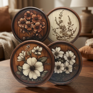 Most Selling Top Quality Customize Square Round <b>Epoxy</b> Wood Resin Coaster With Holder Set Available in Custom Design From India - Product Image 3