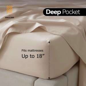 Juego de Sábanas de 4 Piezas de Algodón Peinado de Fibra Larga 300TC para Cama Queen, Suaves, Frescas y Frescas al Tacto, con Fundas de Almohada - Product Image 3