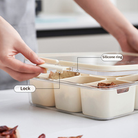 Boîte à épices moderne et écologique sans BPA à 9 compartiments, plateau de rangement transparent et portable pour fruits et collations avec couvercle et poignée