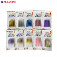 Vente chaude 6 pièces crayon forme gâteau d'anniversaire décoration bougie mince longue paillettes pour nouvel an fêtes de pâques cire de paraffine