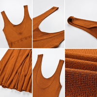 Robe de soirée sexy en maille unie à col en U pour femme, collection automne 2026