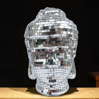 Boule disco miroir en résine Chuang De avec tête de Bouddha, décoration faite à la main, durable, idéale pour la maison, les cafés, les espaces artistiques, vente en gros