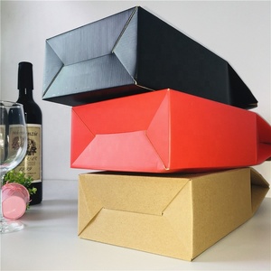 Hotsale nhà máy biểu tượng tùy chỉnh sóng 2 chai kraft giấy rượu vang tàu sân bay hộp với cửa sổ - Product Image 3