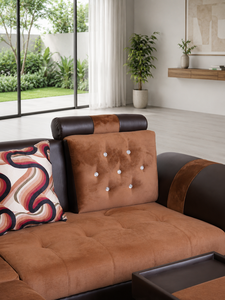 Conjunto de Sofá Esquinero en Forma de L con Mesa, Estructura de Madera Sólida, Espuma de Alta Densidad, Tela Premium para Sala de Estar - Product Image 3