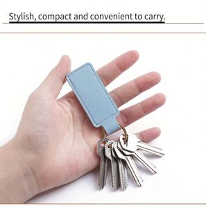 Custom Logo Pu Leather Rectangular Engraving Blanks Keychains With <b>Key</b> <b>Ring</b> for Chain Stamping Diy Crafts Accessories - Product Image 3