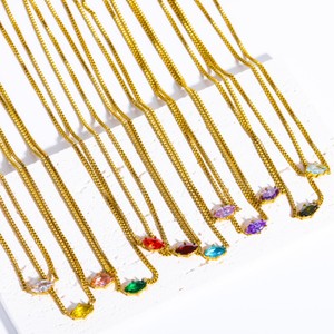 Regalo delle donne della collana dell'occhio diabolico turco della pietra di compleanno dell'acciaio inossidabile all'ingrosso CZ - Product Image 1