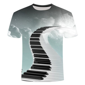 <span class=keywords><strong>T</strong></span>-<span class=keywords><strong>shirt</strong></span> da Uomo con Stampa a Trasferimento Termico, Collo Tondo, Maniche Corte, Logo con Teschi, Strumenti Musicali, Pianoforte, Orchestra, Palestra - Product Image 4