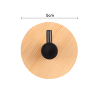 Crochet adhésif rond minimaliste en bambou avec patère en plastique PP robuste, sans perçage, pour salon, bureau à domicile