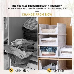 <b>Folding</b> Closet Organizers Stackable Plastic Drawer <b>Wardrobe</b> Clothes Organizer - Product Image 6