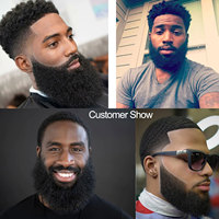 Cheveux humains Afro Curl visage moustache barbe pour hommes noirs américains maquillage réaliste système de remplacement de cheveux en dentelle