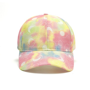 Alta calidad 100% poliéster Tie Dye gorra de béisbol de pana patrón impreso moda al aire libre venta al por mayor negocios sombrero de ala curva - Product Image 3