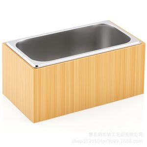 Wooden Ice <b>Bucket</b> Rectangle Detachable Tray Party Beverage Cooler Outdoor Use - Product Image 5