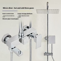 Système de douche carré noir chromé à double poignée avec mitigeur de baignoire, robinet chaud/froid poli, ensemble complet