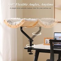 Lit pour chat à fixer sur le bureau, lit en contreplaqué avec coussin en peluche lavable, hamac pour chat à fixer sur la table sans perçage pour chats d'intérieur