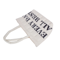 Sac à main fourre-tout à bandoulière matelassé de luxe sac à main personnalisé pour femmes grand sac à bandoulière en coton à fermeture magnétique en polyester pelucheux noir