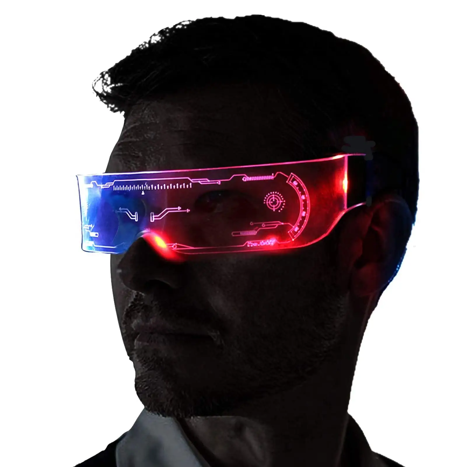 Light Up Led Glasses Flashing/Fixed Light Colors flashing in The Dark Party Futuristic style Glasses