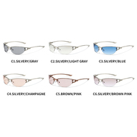 Lunettes de soleil métalliques tendance 2026 pour femmes et hommes, monture ovale étroite Y2K, style cyberpunk enveloppant, personnalisables en gros avec logo