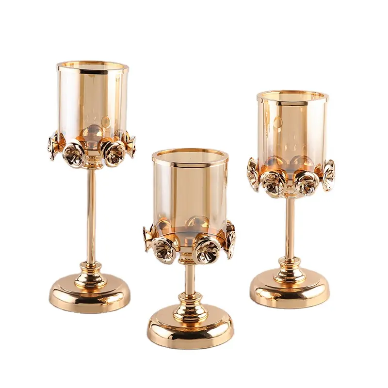 Set of 2 Candle Holders for Pillar Candles with Glass Screen Cover for Fireplace Dining Table Centrepiece Decoration