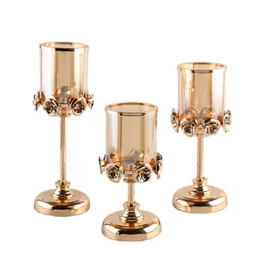 Set of 2 Candle Holders for Pillar Candles with Glass Screen Cover for Fireplace Dining Table Centrepiece Decoration