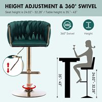 Tabourets de bar pivotants en velours modernes DM, hauteur réglable, avec pieds en métal doré pour îlot de cuisine et bar à petit-déjeuner