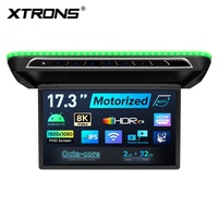 Moniteur de toit de voiture électrique motorisé Android XTRONS de 17,3 pouces, moniteur de voiture rabattable avec écran IPS FHD, processeur octa-core, entrée HD, 2+32 Go