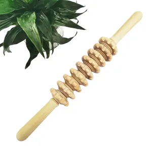 Hot Sale 9 Rotatable Wood Massage Roller Handheld Wooden Therapy Massage Tools Masajeador Fitness Stick Muscle Relax Tool
