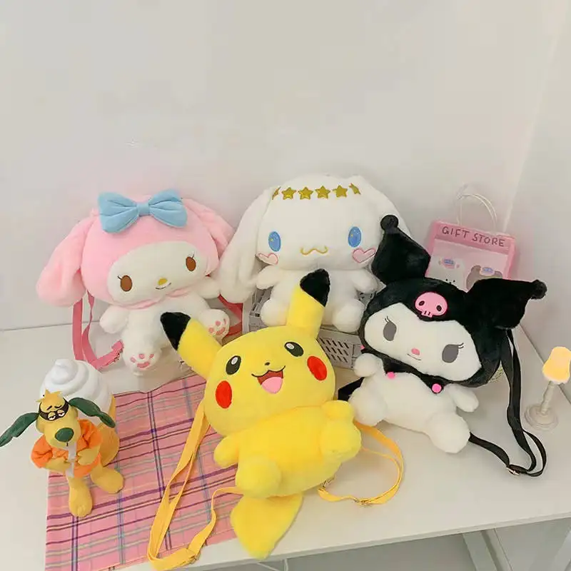 Sanrio Tas Pluche Mijn Melodie Kawaii Kuromi Plushie Rugzak Cinnamoroll Anime Handtassen Gevulde Rugzakken Kids Cadeaus