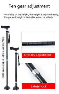 Bastón telescópico de aluminio para caminar para hombre mayor, bastón de viaje con cuatro patas - Product Image 6