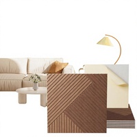 Commande en gros de panneaux muraux acoustiques modernes à imprimé grain de bois, autocollants, en fibre de polyester haute densité, insonorisants, pour extérieur
