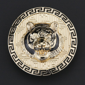 내부 크기 40mm 솔리드 황동 사자 머리 서양 이름 플레이트 벨트 버클 - Product Image 1