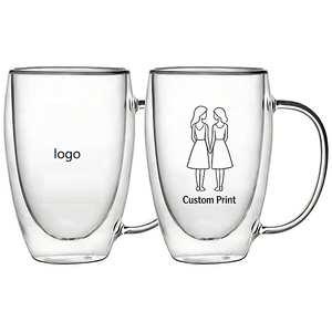 Mug en verre résistant à la chaleur avec poignée, 350 ml, sans plomb, pour le bureau et la maison (vente en gros) - Product Image 5