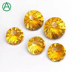 ArthurGem Đá Cắt Hình Tròn Citrine Tự Nhiên Chất Lượng Hiếm, Đá Quý Cắt Hình Tròn Citrine Để Làm Trang Sức