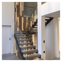 Alphalucasa — escalier intérieur en verre en forme de U, bande d'escalier en bois massif, nouveau Design