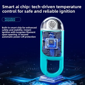 Accendino per Auto con Filamento in Tungsteno, Antivento, in Lega di Zinco e ABS, Ricaricabile <span class=keywords><strong>USB</strong></span>, Portachiavi con Batteria - Product Image 3