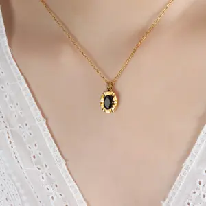 Новый продукт светлое роскошное темпераментное модное ожерелье Темный ветер Цирконий Кулон 18-каратное золото Геометрическая цепочка ключицы