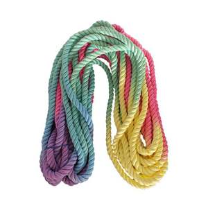 Grosir tali anjing lilit tiga untai 12mm, tali anjing dekorasi pita pola polos pelangi gradien modis klasik - Product Image 4