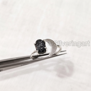 Women's <b>Ring</b> Natural Raw Black Tourmaline Gemstone October Birthstone Crescent <b>Moon</b> Handmade Jewelry 925 Sterling Silver <b>Ring</b> - Product Image 1