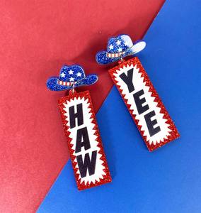 Pendientes Colgantes Personalizados de Acrílico con Purpurina para Mujer y Niña, Estilo Vaquero, para Conciertos, Discoteca, Joyería, Nashville, Howdy, Yeehaw - Product Image 2