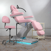 Table de massage électrique au design classique moderne, lit de beauté pour salon, lit facial pour traitement des cils, lit d'esthéticienne, base blanche
