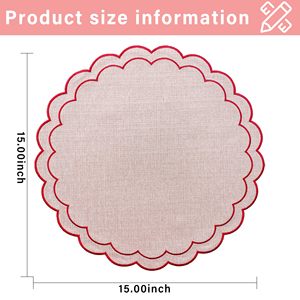 Nouvelle serviette festonnée en pur lin, luxe français, broderie en coton et lin, set de table en toile de coton pour mariage - Product Image 2