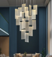 Lampe moderne simple en acrylique carré, villa, hôtel, escalier, grande décoration, lumières LED dorées