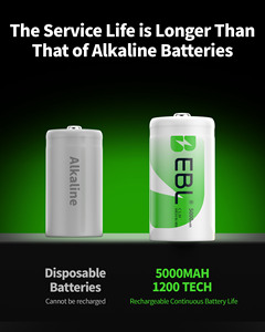 EBL OEM Paquete de 2 Baterías Recargables de Alta Capacidad, 1.2V 5000mAh NIMH, Batería de 1.2v - Product Image 3