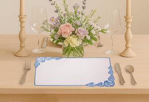 Set de table en lin bleu coquillage – 100 % lin naturel, tapis de table écologique réutilisable pour la maison, le restaurant - Product Image 2