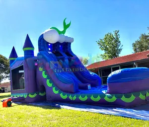 Casa de salto inflável para crianças, 17 pés comercial, pátio, escorregador de água, para adultos, natação
