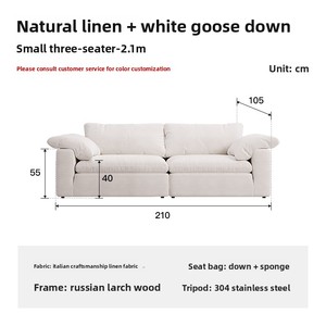 Conjunto de Sofá en Forma de L |   Funda Lavable Extraíble de Tela de Lino <span class=keywords><strong>y</strong></span> Algodón Estilo Wabi-Sabi Crema para Sala de Estar Modular GF808 - Product Image 5