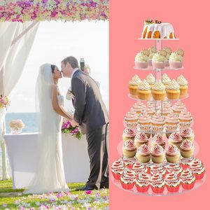 6 Tier vuông tiệc cưới Acrylic bánh cupcake cây tháp maypole hiển thị đứng - Product Image 3